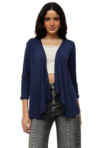 Image of ESPRESSO Women 100% Viscose Full Sleeve Foldable Waterfall Shrug