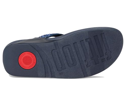 Image of FitFlop, Women's, Lulu Crystal-Mix Toe-Post Sandals, Midnight Navy, 6, Medium