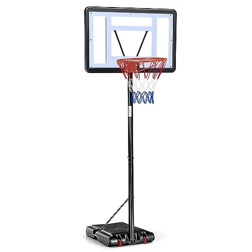 SPOFLYINN Portable Basketball Hoop Outdoor, 4.5FT-10FT Height Adjustable Basketball Goal, Shatterproof Backboard, Built-in Wheels, Basketball Stand, for Women Men Kids Grown-ups Black As Shown