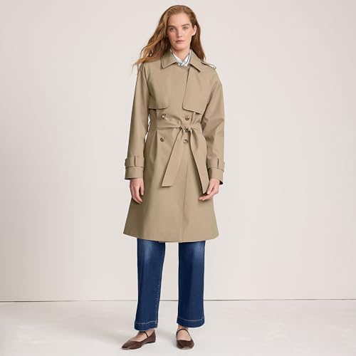 Lands' End Women's Medium Desert Tan Waterproof Trench Raincoat - Image 4