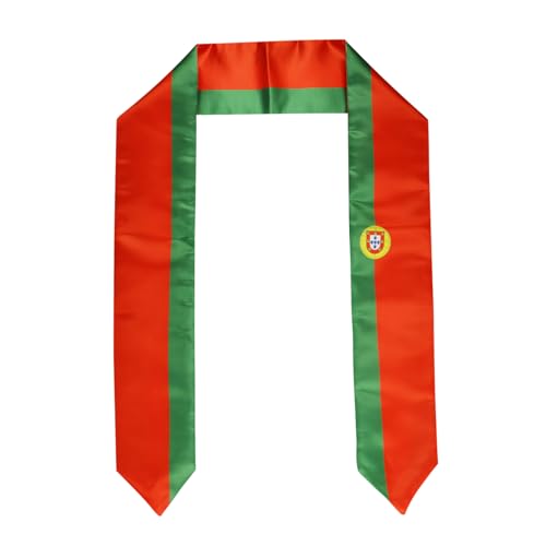 Pasksamtu Portugal Flag Graduation Stole Sash for Study Aboard International Students Abroad Adult Unisex- Cool Graduation Shawl Sash Stole Wraps Scraf