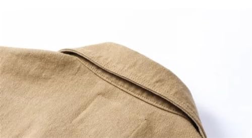 Generic Men's Denim Jacket Cargo Khaki Jean Coats Button Casual Vintage Outerwear, Medium, 659 Apricot3