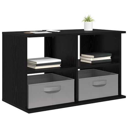 Meuble bas moderne aspect chêne noir table TV en bois composite robuste - 4