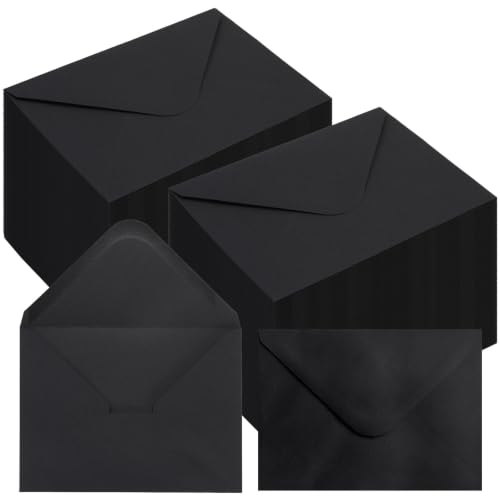 200 Pack 4x6 Envelopes Black - Contour Flap A4 Envelope,Premium 120gsm Thick Paper Invitation Envelopes for Back to School,Wedding RSVP Cards,Photos,Postcards,Greeting Cards,Mailing
