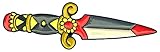 Traditional Tattoo Dagger Red and Yellow Enamel Pin