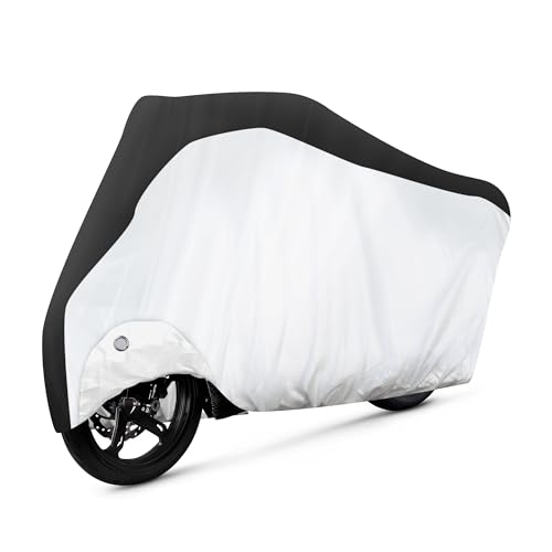 Bike Cover Outdoor Waterproof Bicycle Covers Rain Sun UV Dust Wind Proof with Lock Hole for Mountain Road Electric Bike Electric Scooter Black And White