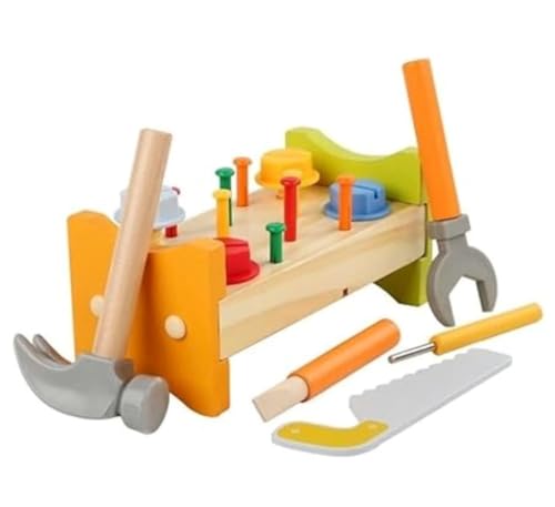 Image of Wudly Wooden Tool Bench Set - Pretend Play Workshop for Kids, Realistic Tools & Accessories, Educational STEM Toy for Boys & Girls Age 3-6, Durable Wood Construction, Gift-Ready