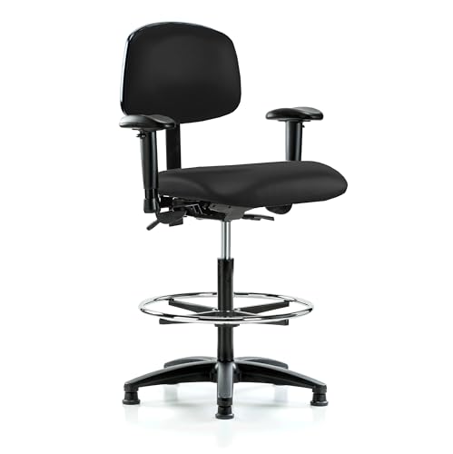 Image of Perch Task Chair with Foot Ring, Glides, 25 inch-34.5 inch, Black Fabric