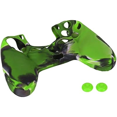 Vikye PS4 Controller Skin Silicone Cover, Silicone Case Slip Resistance Protective Grip Cover with 1 Pair Thumb Grips for PS4 Controller, Camouflage Blue