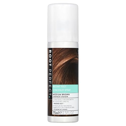 Root Perfect Hair Concealer Spray Medium Brown 75ml Instant Grey Root Touch-Up Cover for Women & Men Natural Matte Finish Quick-Dry Temporary Hair Colour Between Salon Visits