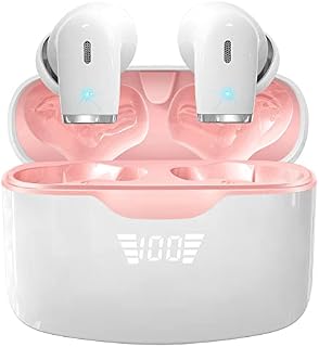 Wireless Earbuds, Bluetooth 5.2 Headphones in ear, Stereo Earphones with 13mm Drivers, True Wireless Earphones with LED Display, Premium Sound with 40H Playtime, IP7 Headset for Running, Pink