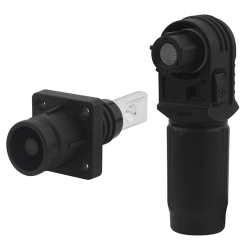 Battery Energy Storage Connector Set 200A 1500V, 90 Degree IP67 Weatherproof Solar Battery Connector with Silver Plating Copper, for 1/0 AWG (50mm²) Cable, for Industrial, EV Charging Station, Black