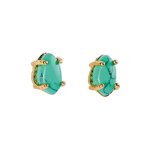 Aretes, Watch LuckyLy Aretes Mujer Oro 18k con Turquesa, Estructura con Baño de Oro 18k y Piedras Naturales – Accesorios para Mujer Ideales como Regalos para Mujer...