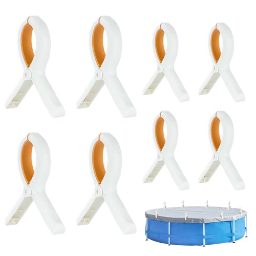8 PCS Pool Cover Clips Compatible with Intex - Above Ground Pools Clamps, Large Plastic Clips with Non-Slip, Wind-Proof Swimming Pool Cover Fasteners, for Winter Outdoor Above Ground Pools Covers