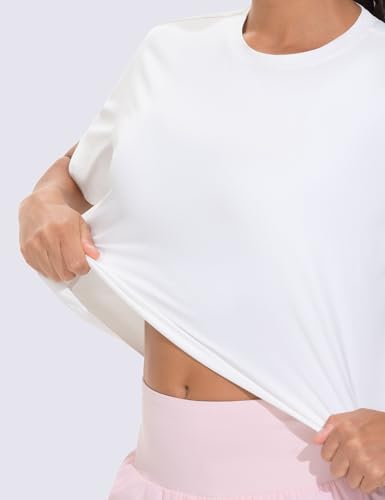 THE GYM PEOPLE 2 Pack Women's Workout Crop Tops Boxy Short Sleeve Athletic Running Basic Cropped T-Shirts4