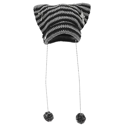 Gorro de invierno de mujer acrílico cómodo con orejas de gato tejidas