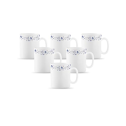 Image of La Opala Diva, Opal Glass Crockery | Coffee Mug Cylinder Regular, Set of 6 | Blue Mystique, 190 ml | for Tea & Coffee | Microwave Safe | 100% Vegetarian | Extra Strong | Super Light | Super White