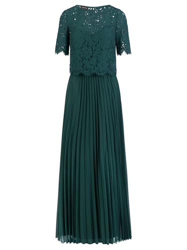 APART Abendkleid mit Spitzenjacke mit Spitzenoberteil und Plisseerock, dunkelgrün, 40
