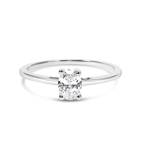 Haus of Brilliance 14K White Gold 1/2 Cttw Oval Lab Grown Diamond 4 Prong Solitaire Engagement Ring (F-G Color, VS2-SI1 Clarity) - Size 7