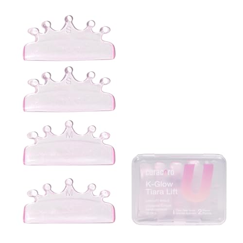 Curacoro Lash Lift Shields 4 Pcs/2 Sizes Korean Lash Lift Pads Self Adhesive Lash Lifting Shields for Eyelash Stretching and Curling Reusable Silicone Lash Rods for Eyelash Perm Lamination
