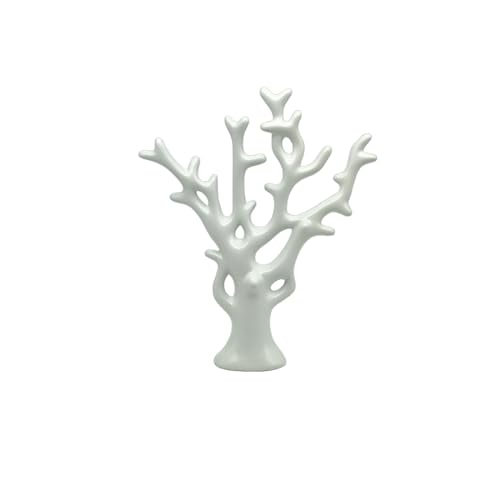 Image of NOSCOMP Home Decor White Fortune Tree Statue Ceramic Figures Showpieces for Home Decor - White