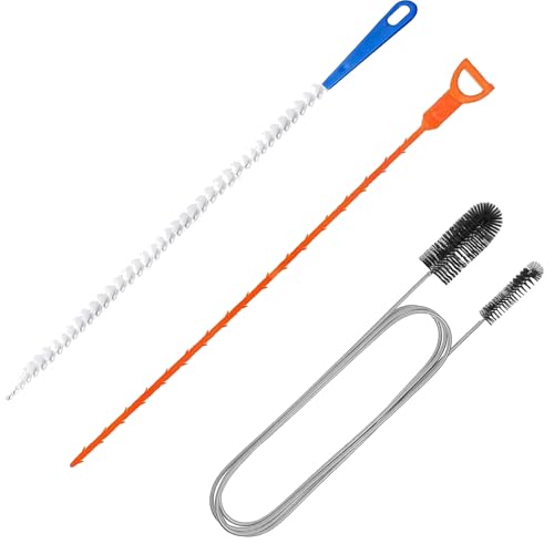 3 Piezas Cepillo de Limpieza para Desagüe, 155.5cm Flexible Cepillo de Limpieza de Tuberías Juego de Limpieza Flexible y Largo para frigorífico, para la Limpieza de Baño Cocina