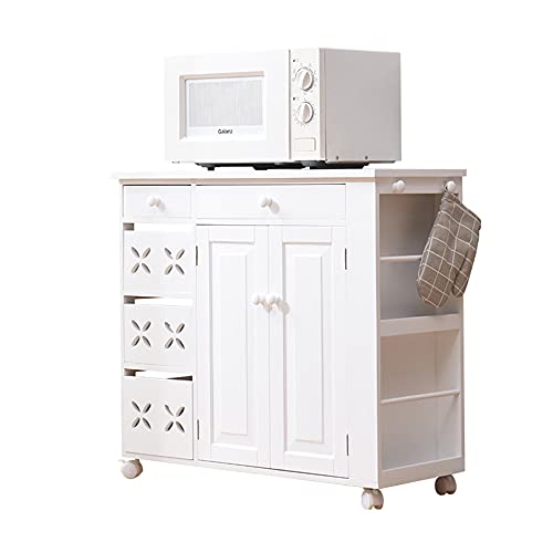 QINJIE Cómoda de tocador de Madera Maciza, aparador Tipo Buffet de Cocina de Madera Moderna de Mediados de Siglo, para Comedor, Sala de Estar, Pasillo, Sala de Estar, Dormitorio,Blanco