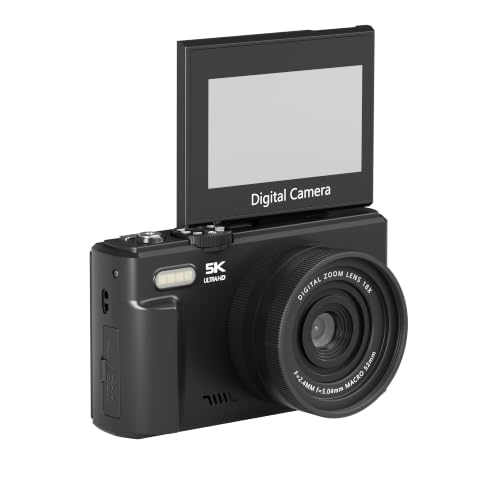 Image of 5K Digital Camera, 75MP Vlogging Camera for YouTube, Black