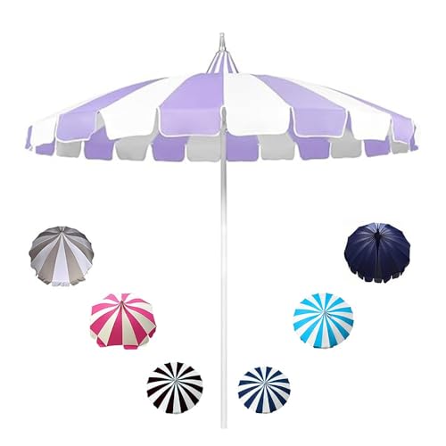 IMUNKT 260cm Grand Parapluie Pagode Élégant Parasol De Jardin Extérieur Protection UV Parasol De Patio Parasol De Marché, 16 Baleines, Décoratif(Purple white)