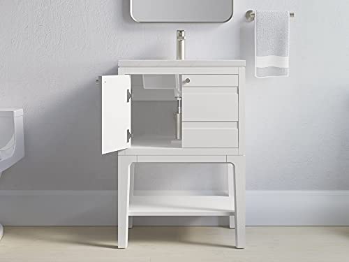 Kohler 33523-Asb-0 Helst 24-In Bathroom Vanity Set, Wall Mount/Tall Leg 24 Inches, White #TOP2
