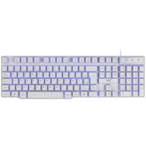 TECLADO GAMER VX GAMING HYDRA BRANCO ABNT2 MULTIMÍDIA COM LED AZUL SENSAÇÃO MECÂNICA USB 1.8M – GTH1
