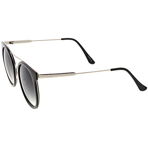 zeroUV - Modern Sleek Double Nose Bridge Round Horn Rimmed Sunglasses 51mm3
