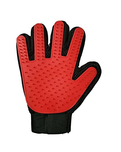 Luva Escova Pet Magnético Tira Remove Pelos Cães Gatos vermelho