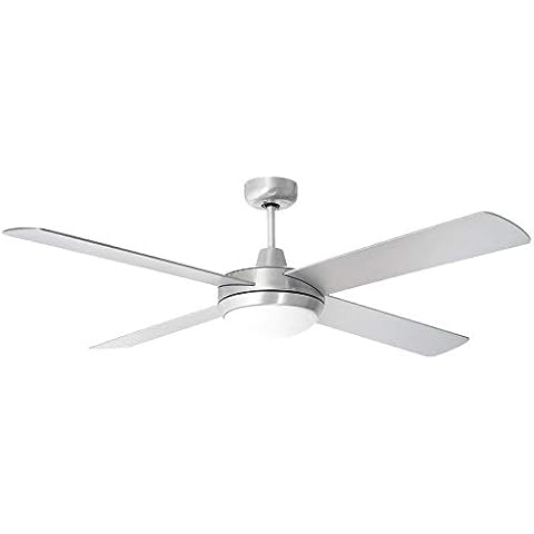 etc-shop LED Deckenventilator inkl. Fernbedienung Timer 5 Stufen Vor- und Rücklauf 132 cm Silber Cover