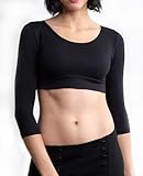 HALFTEE 3/4 Sleeve Layering Tee | Demi Cami for Women & Teens | Cute Crop Top | Black - 1X