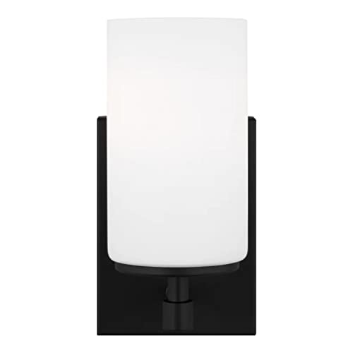 Image of Generation Lighting 1-Light Alturas Contemporary Bath Fixture Wall Lamp Midnight Black 4124601-112 | Bathroom Light Fixture for Home Decor | Wall Sconce Vanity Light Fixture and Bathroom Accessory