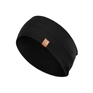 menique 100% Merino Damen Stirnband: menique rutschfeste Schweißbandbreite Ohrwärmer für das Laufen Wandern Yoga Sport-Stirnbänder für Feuchtigkeitsableitung und Haarband (universal, schwarz)