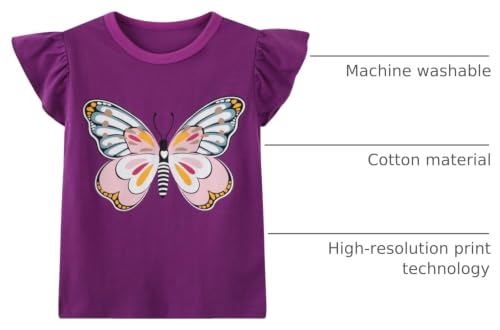 Image of Girls Graphic T Shirts 3 Pack 100% Cotton Short Sleeve Tees for Toddler Little Big Girls Cute Printed Casual Summer Tops