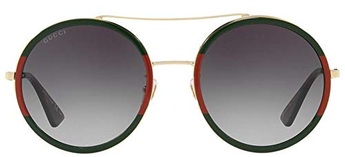 Gucci Women's GG0061S-003-56 Rectangular Sunglasses, Gold (Gold/Green), 562