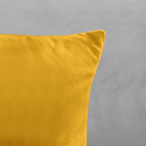 Imperial Rooms Cushion Covers 45 x 45 cm Pack of 2 Square Throw Velvet Pillow Cases Bedroom Decor Cushion for Sofa Living Room Car (Ochre - Image 3