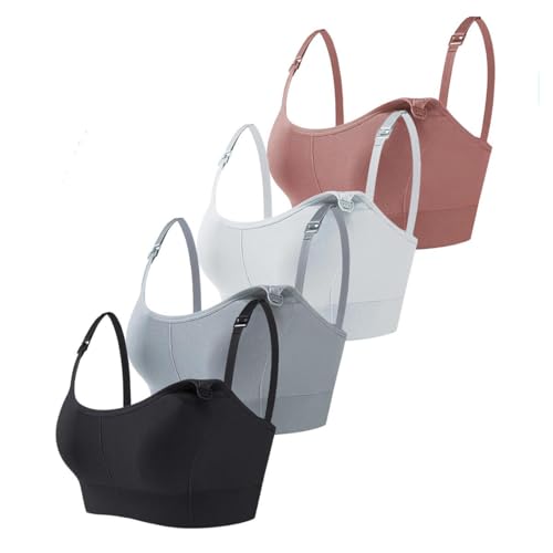 Women's Solid Detachable Adjustable Strap Nursing Bra Set, Front-Closure Bra, Soft Comfortable Breathable Pregnancy Maternity Bra, Maternity Clothing, Maternity Lingerie