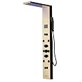 BATHLAVISH LED Gold Shower Tower 304 Stainless Steel 4 In 1 Shower Panels System with Rainfall Shower Waterfall Bath Tub Fauc Rain Massage Body Jets for Home Hotel Resort Bathroom Lavatory Wash Black