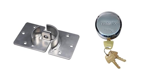 Image of Trimax 2 Piece Trailer Door Hasp and Internal Shackle Door Lock | Easy Installation | Weather Resistant | Maximum Security | THSP2C THPXL