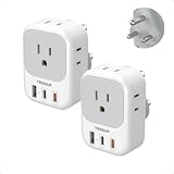 TESSAN South Africa Plug Adapters, Type M Adapter for South Africa with 4 Outlets 3 USB (2 USB-C), Travel Power Adaptor for US to Namibia Botswana Nepal Mozambique Sri Lanka Eswatini Lesotho, 2 Pack