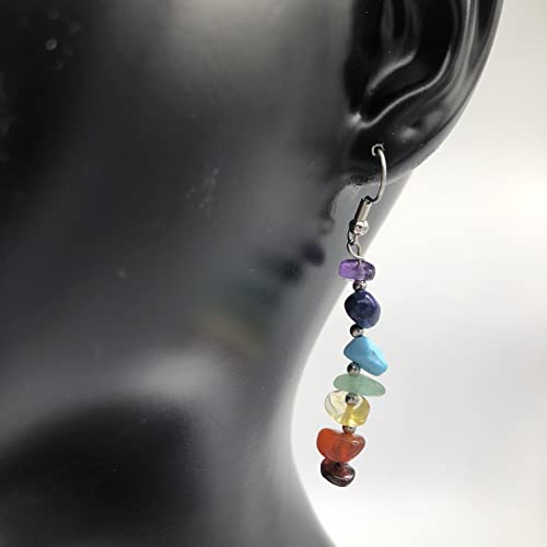 Ch.yishi Chakra Stone Beaded Dangle Earrings For Women Girls, Colorful Natural Stones Crystals Drop Earrings For Meditation Yoga Jewelry (7 Chakra Stone Beaded) #TOP1