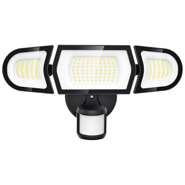 Olafus 100W LED Security Light Motion Sensor Outdoor Light, Motion Flood Light Dusk to Dawn, 9000LM Super Bright 6500K Exterior Motion Detector Floodlight for Garage Yard Porch Eave IP65, Black