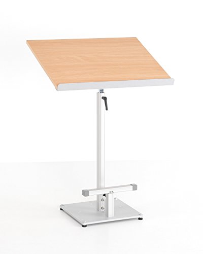 Menger GmbH Metallbau Stehpult Slide höhenverstellbar von 78-126 cm mit neigbarer Arbeitsplatte 65x50 cm von 0-85° in Buche-Dekor Cover