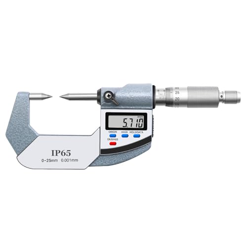 Micrómetro digital de doble pierna de 0 a 25 mm, micrómetro electrónico con puntas para ranuras estrechas y puntos de medición finos, acero inoxidable, pantalla LCD, medidor de precisión para taller y