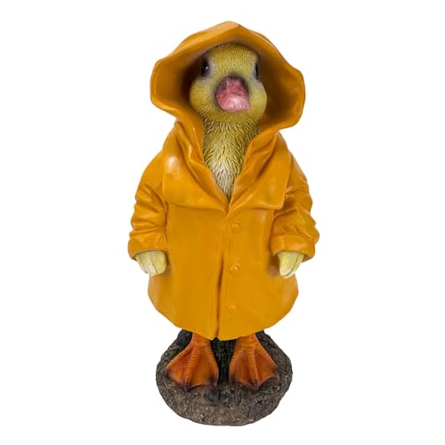 Online Fuchs Gartenfiguren für außen - süße Enten im Regenmantel aus Kunstharz (Polyresin) - 22 & 31,5 cm groß - Teichdekoration, Dekofiguren für den Innen- und Außenbereich (22 cm)