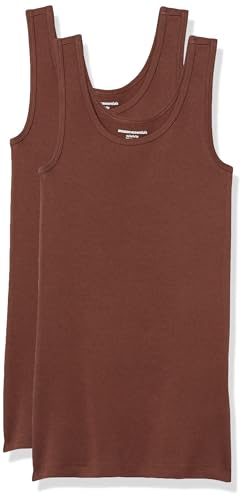 Amazon Essentials Damen Tanktop, Schmale Passform, 2er-Pack, Braun, M